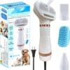 Dog dryer with grooming brush and mist spray for small and medium pets – 5-in-1 quiet pet hair dryer