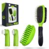 Pet Grooming Brush Set for Short/Long Haired Dogs, Cats – 4-Piece Kit with Double-Sided Dog Pin Brush, Silicone Massage Bath Brush & Toothbrush Heads – Safe & Gentle on Pet's Skin -Dog Brush