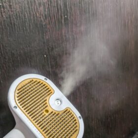 ENUKYCOM 2025 Steam Brush for Dogs and Cats - Pet Grooming Brush with Spray for Cats & Dogs; Water/Mist/Steam Brush for Cat & Dog; 4in1: Self Cleaning, Anti Static Shedding Spray Comb, Hair Removal, Misting Indoor Steamy Grooming Brush photo review