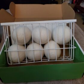 Magnetic Dryer Ball Holder Plus 6 XL Wool Dryer Balls from New Zealand Wool- Laundry Dryer Balls Storage Containers: Easy Install Without Tools, Magnetic Basket for Dryer Balls photo review