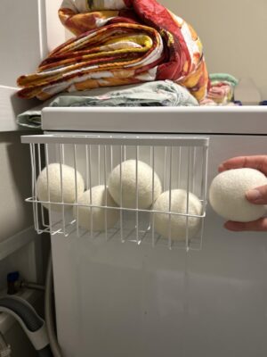 Magnetic Dryer Ball Holder Plus 6 XL Wool Dryer Balls from New Zealand Wool- Laundry Dryer Balls Storage Containers: Easy Install Without Tools, Magnetic Basket for Dryer Balls photo review