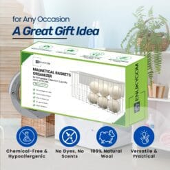 6 XL Wool Dryer Balls & Magnetic Dryer Ball Holder