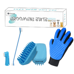 Dog Bath Grooming Kit: Silicone Dog Bathing Shampoo Brush, Pet Shedding Massage Glove, Double-Sided Pet Toothbrushes - Rubber Bath Brush for Long and Short Haired Dogs, Cats and Small Animals