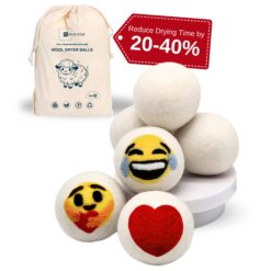 6 XL Wool Dryer Balls Laundry Reusable – White Natural Fabric Softener