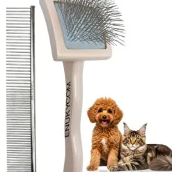 Poodle Brush and Grooming Kit – Slicker Brush & Comb for Toy Poodles and Small Doodles