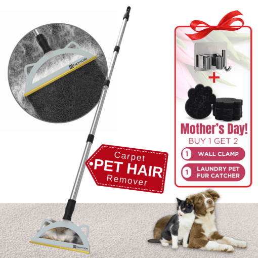 Carpet Rake for Pet Hair Removal with Adjustable Handle