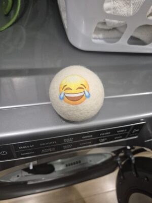 Dryer Ball Kit: 6 XL Wool Dryer Balls - Natural Fabric Softener, Reusable, Reduces Clothing Wrinkles and Saves Drying Time - Reduces Wrinkles and Saves Drying Time (6pcs Wool Dryer Ball) (Emoji) photo review