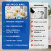 Dryer Ball Kit: 6 XL Wool Dryer Balls - Natural Fabric Softener, Reusable, Reduces Clothing Wrinkles and Saves Drying Time - Reduces Wrinkles and Saves Drying Time (6pcs Wool Dryer Ball) (Emoji) - Image 6