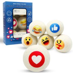 Cute Laundry Dryer Ball Kit – 6 XL New Zealand Wool Dryer Balls for Fabric Softening